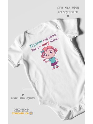 Morivo Kids Teyzem Sağ Olsun,tarzım Olay Olsun Baskılı Bebek Zıbını – Çıtçıtlı Body | %100 Pamuk Kısa Kol
