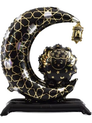 Parti Sürprizi Hoş Geldin Ramazan Siyah Ayaklı Hilal Şekilli Folyo Balon 1 Adet