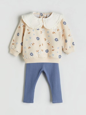 Lc Waikiki Yeni Sezon Bebe Yaka Kız Bebek Sweatshirt ve Tayt 2'li