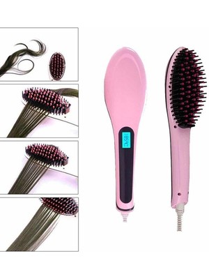 Toptan Bulurum Elektrikli Saç Düzleştirici Tarak Saç Düzleştirici Fırça Sıkı Dişli Pembe