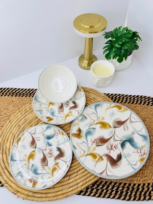 Tulu Porselen 24 Parça Premium 6 Kişilik Sunum Yemek Takımı