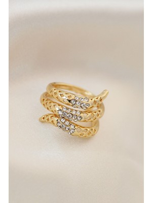 Toptan Bulurum Ayarlamalı Altın Renk Metal Zirkon Taşlı Yüzük