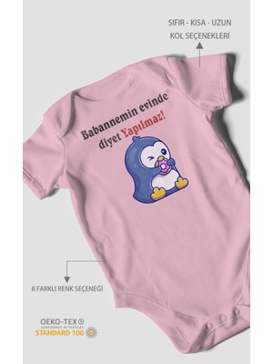 Morivo Kids Babaannemin Evinde Diyet Yapılmaz! Baskılı Bebek Zıbını – Çıtçıtlı Body | %100 Pamuk Kısa Kol