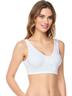 Tutku 2'li Paket %100 Pamuk Penye Yarım Atlet Lambada SÜTYEN-BEYAZ-115