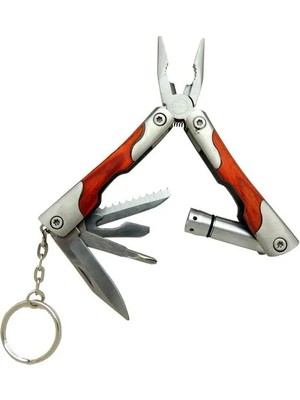 Toptan Bulurum P 1172 Ahşap Mini Çok Amaçlı Pense / Çakı 7cm  Ahşap Metal Sap (Multitool)