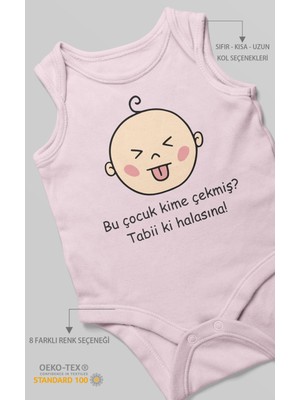 Morivo Kids Bu Çocuk Kime Çekmiş? Tabiki Halasına Baskılı Bebek Zıbını – Çıtçıtlı Body | %100 Pamuk Sıfır Kol