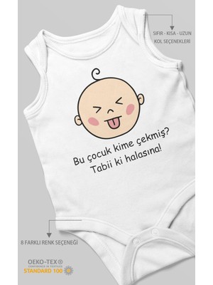 Morivo Kids Bu Çocuk Kime Çekmiş? Tabiki Halasına Baskılı Bebek Zıbını – Çıtçıtlı Body | %100 Pamuk Sıfır Kol