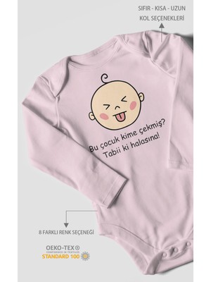 Morivo Kids Bu Çocuk Kime Çekmiş? Tabiki Halasına Baskılı Bebek Zıbını – Çıtçıtlı Body | %100 Pamuk Uzun Kol