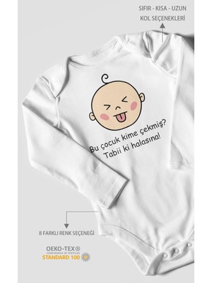Morivo Kids Bu Çocuk Kime Çekmiş? Tabiki Halasına Baskılı Bebek Zıbını – Çıtçıtlı Body | %100 Pamuk Uzun Kol