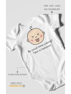 Morivo Kids Bu Çocuk Kime Çekmiş? Tabiki Halasına Baskılı Bebek Zıbını – Çıtçıtlı Body | %100 Pamuk Kısa Kol