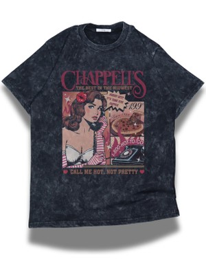 Fuddy Moda Unisex Call Me Hot, Not Pretty Yazılı Yıkamalı T-Shirt, Oversize Chappell Roan Temalı Retro Tişört