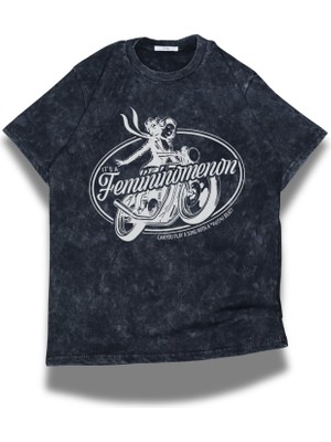 Fuddy Moda Unisex Femininomenon Yazılı Yıkamalı T-Shirt, Oversize Chappell Roan Temalı Vintage Tişört
