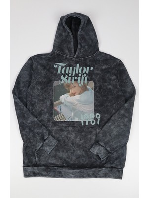 Fuddy Moda Unisex 1989 Resimli Albüm Baskılı Kapüşonlu Yıkamalı Sweatshirt, Oversize Taylor Swift Retro Hoodie