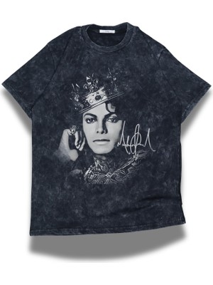 Fuddy Moda Unisex Michael Jackson Baskılı Yıkamalı T-Shirt, Oversize Efsane Şarkıcı Temalı Retro Tişört