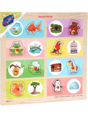 MegaSepet Bfs Nessiworld ONY-363-364 Ahşap Tutmalı Eşleştirme Hangi Hayvan Nerede Yaşar -Onyıl