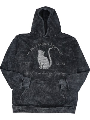 Fuddy Moda Unisex T.t.p.d Cat Baskılı Kapüşonlu Yıkamalı Sweatshirt, Oversize Taylor Swift Temalı Retro Hoodie