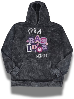 Fuddy Moda Unisex Its Bad Idea Right Baskılı Kapüşonlu Yıkamalı Sweatshirt,oversize Olivia Rodrigo Hoodie