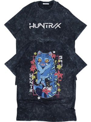 Fuddy Moda Unisex Derpy Blue Sırt Baskılı Yıkamalı T-Shirt, Oversize Huntrix Temalı Vintage Tişört