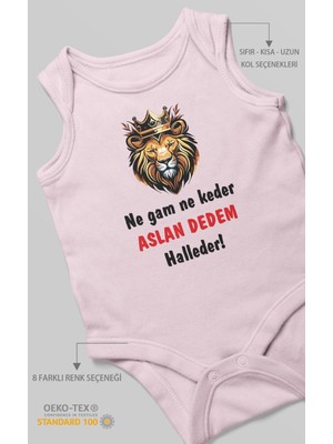 Ne Gam Ne Keder Aslan Dedem Halleder Baskılı Bebek Zıbını – Çıtçıtlı Body | %100 Pamuk Sıfır Kol