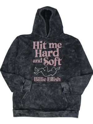 Fuddy Moda Unisex Hit Me Hard And Soft Yazılı Kapüşonlu Yıkamalı Sweatshirt, Oversize Billie Eilish Hoodie