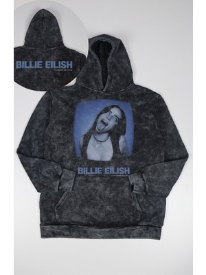 Fuddy Moda Unisex Oversize It's A Craving Not A Crush Ense Baskılı Kapüşonlu Yıkamalı Billie Eilish Sweatshirt