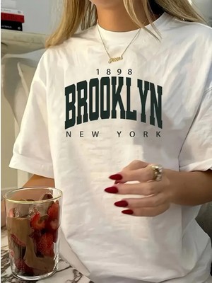 Marsilyan- Baskılı Oversize Bisiklet Yaka Tshirt