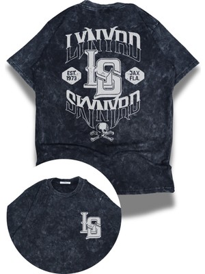 Fuddy Moda Unisex Ls Jax Fla Est 1973 Sırt Baskılı Yıkamalı T-Shirt, Oversize Lynyrd Skynyrd Temalı Tişört