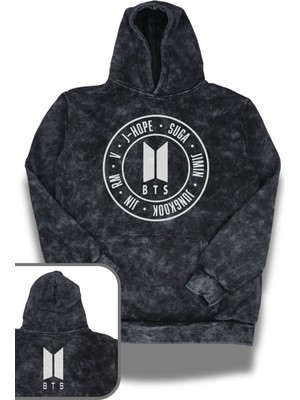 Fuddy Moda Unisex Bts Üye Isimleri Ense Baskılı Kapüşonlu Yıkamalı Sweatshirt, Oversize Kpop Temalı Hoodie