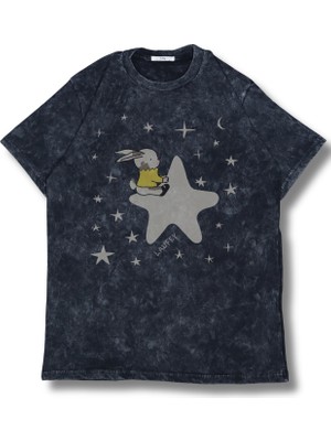 Fuddy Moda Unisex Laufey Yazılı Yıkamalı T-Shirt, Oversize Modern Caz Temalı Retro Tişört