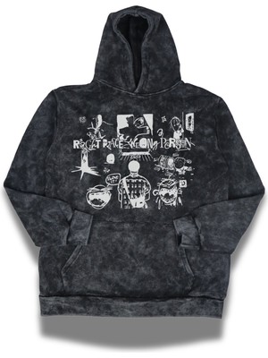 Fuddy Moda Unisex Oversize Right Place Wrong Person Kpop Rm Baskılı Kapüşonlu Yıkamalı Retro Sweatshirt