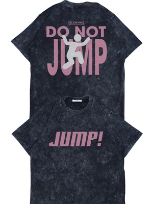 Fuddy Moda Unisex Do Not Jump Blackpink Sırt Baskılı Yıkamalı T-Shirt, Oversize Kpop Temalı Retro Tişört