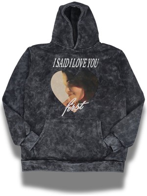 Fuddy Moda Unisex I Said I Love You Baskılı Kapüşonlu Yıkamalı Sweatshirt, Oversize Selena Gomez Retro Hoodie
