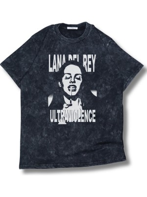 Fuddy Moda Unisex Lana Del Rey Yazılı Yıkamalı T-Shirt, Oversize Lana Del Rey Temalı Retro Tişört