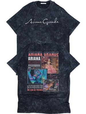Fuddy Moda Unisex We Can Be Friends Sırt Baskılı Yıkamalı T-Shirt, Oversize Ariana Grande Temalı Retro Tişört
