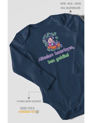 Morivo Kids Altınları Hazırlayın, Ben Geldim! Baskılı Bebek Zıbını – Çıtçıtlı Body | %100 Pamuk Uzun Kol