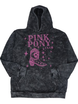 Fuddy Moda Unisex Pink Pony Club Baskılı Kapüşonlu Yıkamalı Sweatshirt, Oversize Chappell Roan Temalı Hoodie