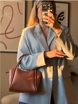 Luciaonline Kadın Taba Yavrulu Deri El ve Omuz Çantası