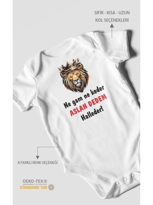 Morivo Kids Ne Gam Ne Keder Aslan Dedem Halleder Baskılı Bebek Zıbını – Çıtçıtlı Body | %100 Pamuk Kısa Kol