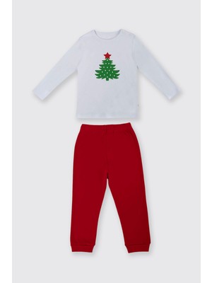 Panço Yenidoğan Yılbaşı Konseptli Kırmızı Pijama Takımı