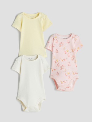 Lc Waikiki Yeni Sezon Bisiklet Yaka Kısa Kollu Kız Bebek Çıtçıtlı Body 3'lü