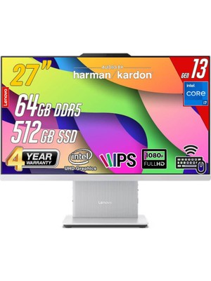 Lenovo Ideacentre 27IRH9 Intel Core I7-13620H 64GB 512GB 27 Fhd Freedos Beyaz All In One Bilgisayar