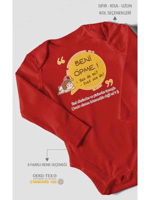 Morivo Kids Beni Öpme Bende Mi? Evet Sende Baskılı Bebek Zıbını – Çıtçıtlı Body | %100 Pamuk Uzun Kol