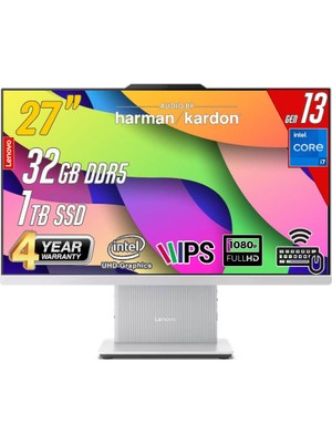 Lenovo Ideacentre 27IRH9 Intel Core I7-13620H 32GB 1tb 27 Fhd Freedos Beyaz All In One Bilgisayar