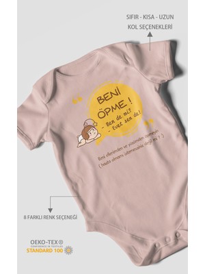 Morivo Kids Beni Öpme Bende Mi? Evet Sende Baskılı Bebek Zıbını – Çıtçıtlı Body | %100 Pamuk Kısa Kol