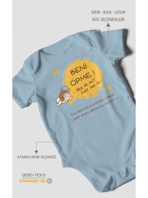 Morivo Kids Beni Öpme Bende Mi? Evet Sende Baskılı Bebek Zıbını – Çıtçıtlı Body | %100 Pamuk Kısa Kol
