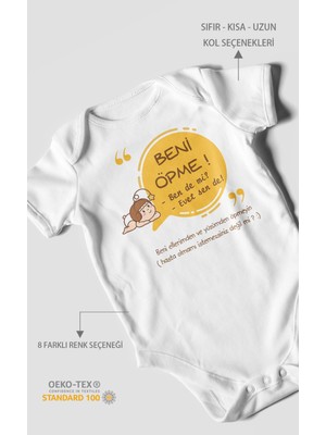 Morivo Kids Beni Öpme Bende Mi? Evet Sende Baskılı Bebek Zıbını – Çıtçıtlı Body | %100 Pamuk Kısa Kol