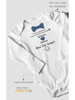 Morivo Kids Yengem ve Amcam Beni Çok Seviyor Baskılı Bebek Zıbını – Çıtçıtlı Body | %100 Pamuk Uzun Kol