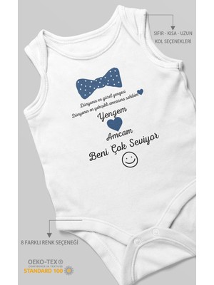Morivo Kids Yengem ve Amcam Beni Çok Seviyor Baskılı Bebek Zıbını – Çıtçıtlı Body | %100 Pamuk Sıfır Kol