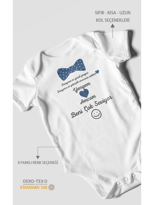 Morivo Kids Yengem ve Amcam Beni Çok Seviyor Baskılı Bebek Zıbını – Çıtçıtlı Body | %100 Pamuk Kısa Kol