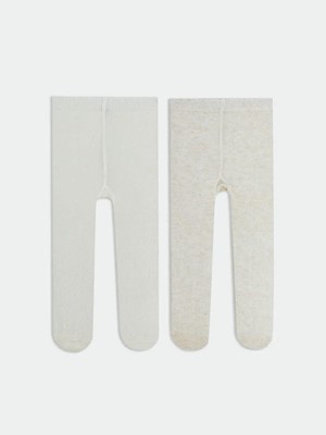 LC Waikiki Bej Kız Bebek Triko Külotlu Çorap 2 Li  (S6)